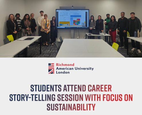 Students at Richmond American University London attended a career story-telling session with a focus on sustainability to learn about the Sustainable Development Goals.