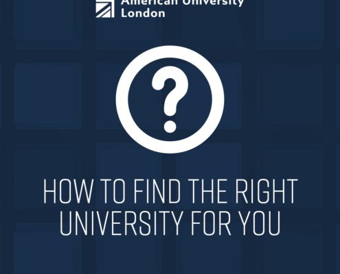 This image is providing information about Richmond American University London and how to find the right university for an individual. Full Text: Richmond American University London ? HOW TO FIND THE RIGHT UNIVERSITY FOR YOU WWW.RICHMOND.AC.UK